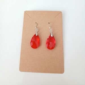 Fashion Jewelry Vibrant Red Teardrop Earrings
